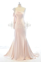 free shipping 2016 new hotsexy one shoulder vestidos de festa crystal pink long floor length party gown elegant evening dress