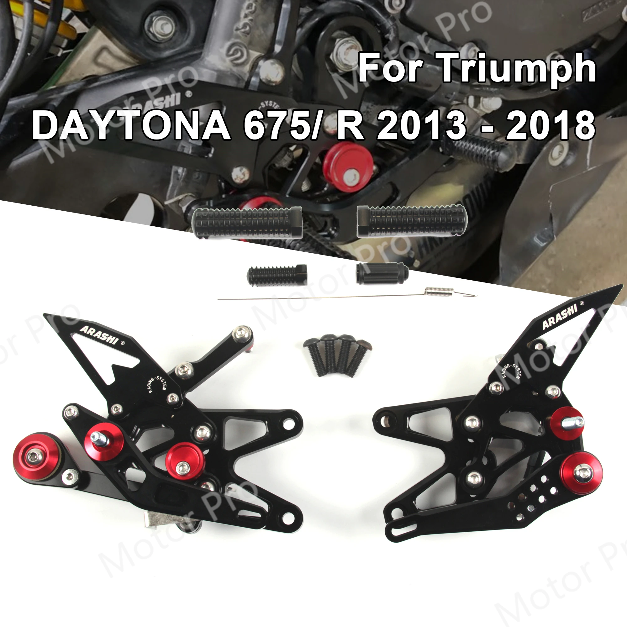 Регулируемые ножки для триумфа DAYTONA 675R 2013 2018 аксессуары мотоциклов Peg Pedal Rearsets 675 R