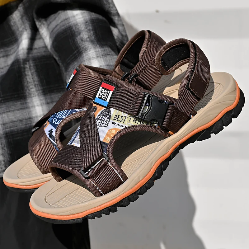 

2021 Men's Casual Sandals Classic Outdoor Beach Shoes Velcro Summer Flat Sandals Large Size Fashion Buckle Men's Beach Sandals