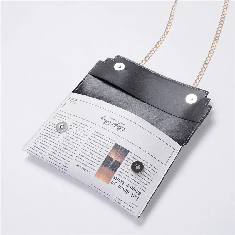 

2020 Ladies Shoulder Bag Girls funny newspaper bags Chain Shoulder Strap Newspaper Printing Crossbody Bag