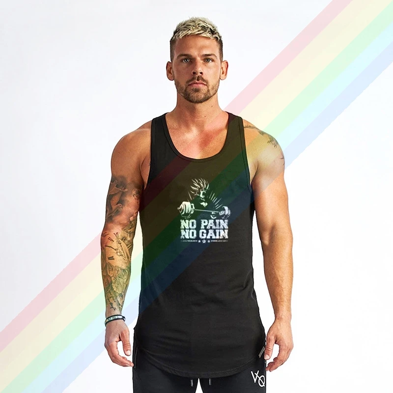 

2021 no pain no gain Super populor summer soft Custom Sleeveless Design Your Own Vest cotton Men's Muscle Tee Tank Top Shirt