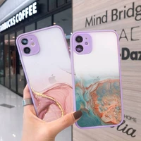 marble gradient phone case for iphone 13 12 11 mini pro xr xs max 7 8 plus x matte transparent purple back cover