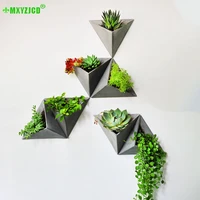 wall mounted cement flower pot office wall simulation plant decoration triangle retro flower arrangement container
