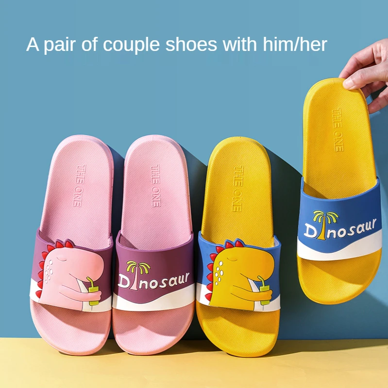

Summer Beach Slides Slippers Women Men Slides Flip Flops Cartoon Dinosaur Platform Thick Soled Ladies Lovers Home Bathroom Shoes