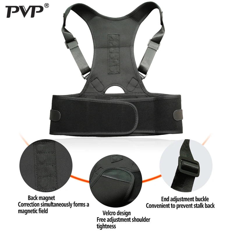 Удлиненный Корректор осанки Магнитная терапия бандаж через плечо для мужчин и