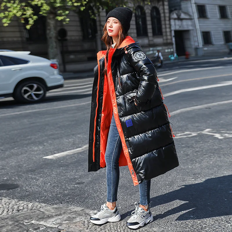 2021 Письмо печати женская теплая куртка водонепроницаемый глянцевая парки