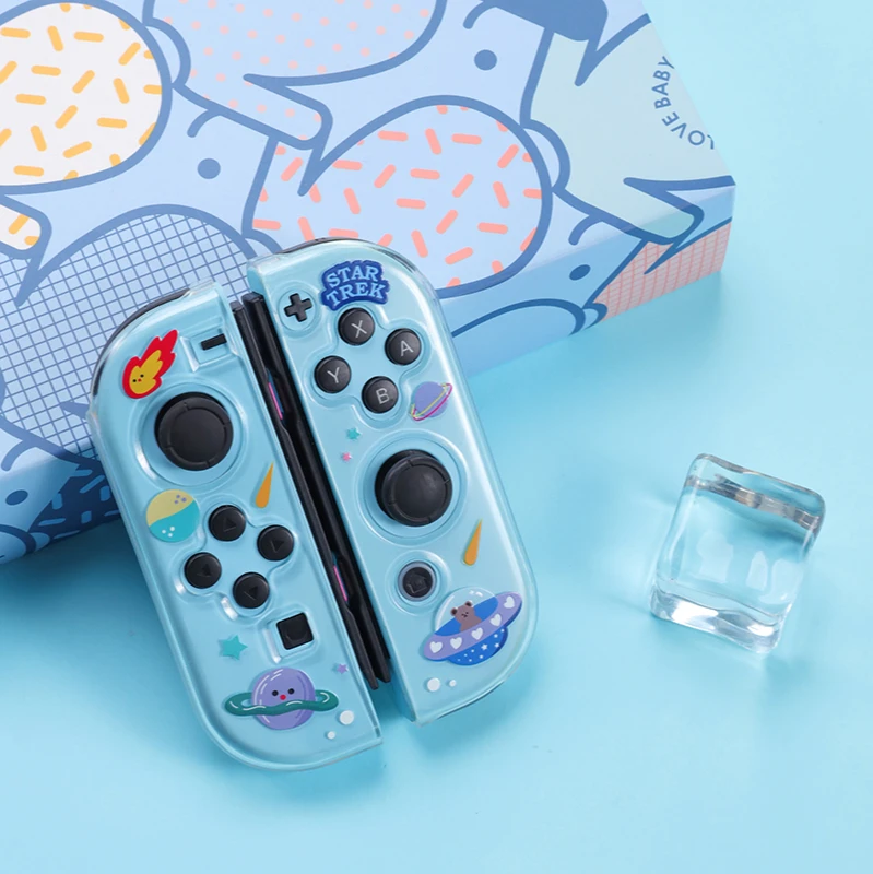 Защитный чехол для Nintendo Switch NS Joycon прозрачный мягкий из ТПУ с ручкой раздвоенный