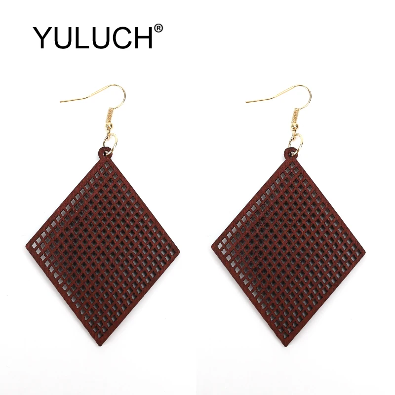 YULUCH винтажные персональные красные коричневые геометрические полые деревянные