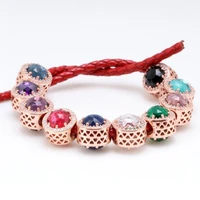 fashion shiny rose gold beads 925 sterling silver suitable for original pot holder 11 bracelet jewelry diy making necklace