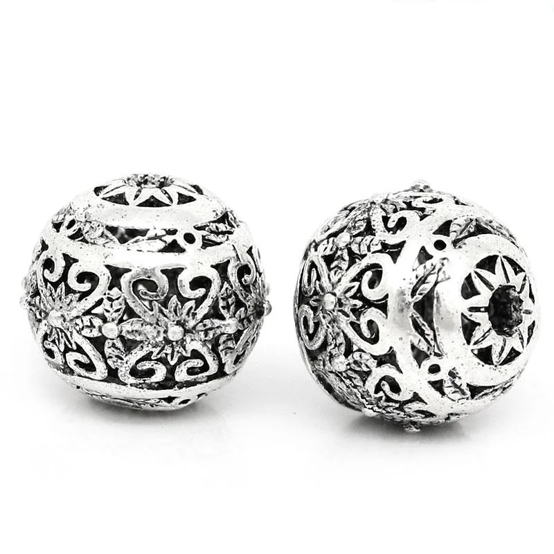 DoreenBeads медные бусины спейсеры круглые антикварные серебряные полые цветочные