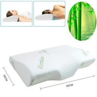 bamboo memory foam bedding pillow neck protection slow rebound butterfly shaped health cervical sleep pillow 50x30cm solid white