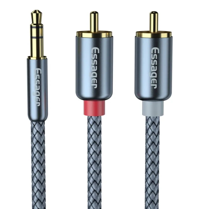 

Essager 3.5mm Stereo Jack to 2RCA Male Cable Splitter Audio Aux Music Lead