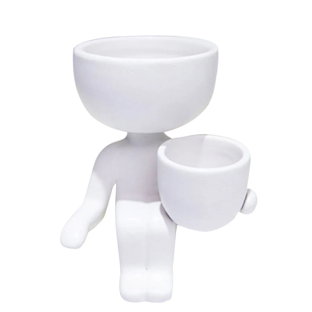 Забавный керамический цветочный горшок имитации человека маленький плантатор