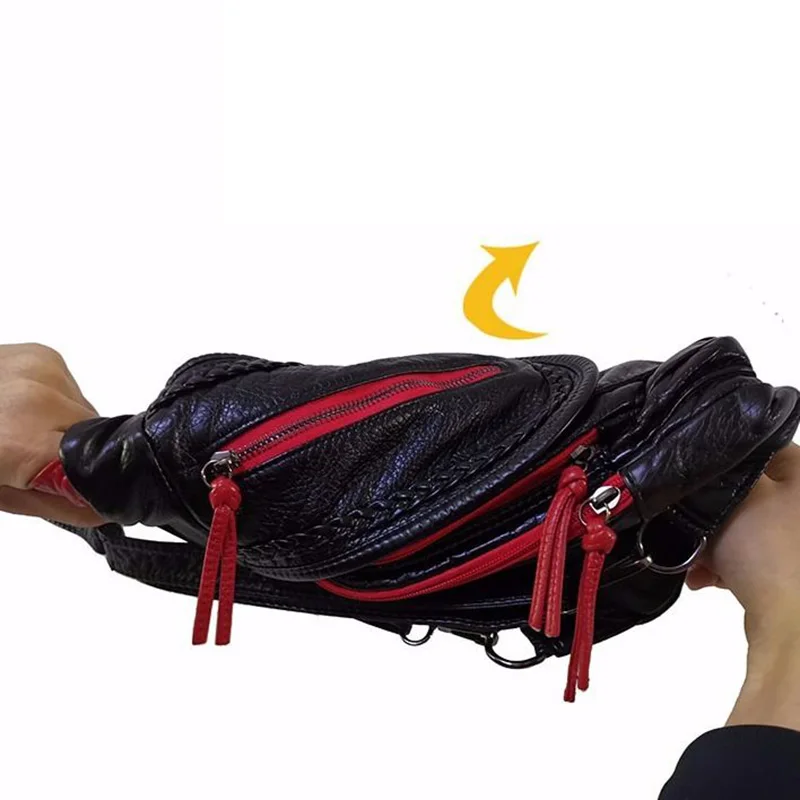 Новинка 2020 модные женские рюкзаки черные мягкие моющиеся Сумки из искусственной