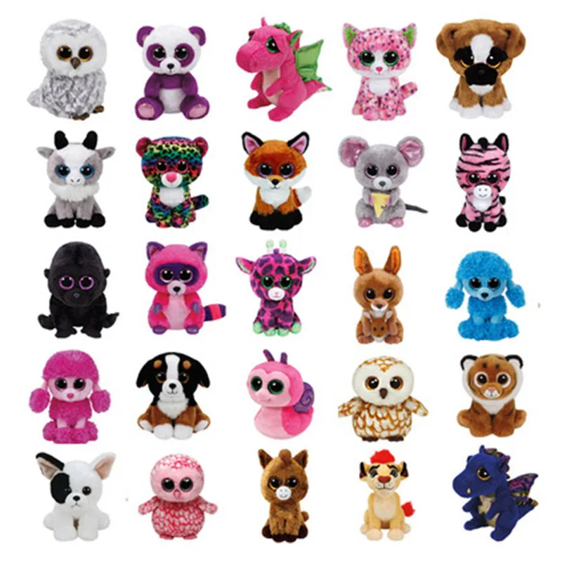 Новый 6 &quot15 см Ty Beanie Боос с бантом и принтом в виде больших кошачьих глаз собака