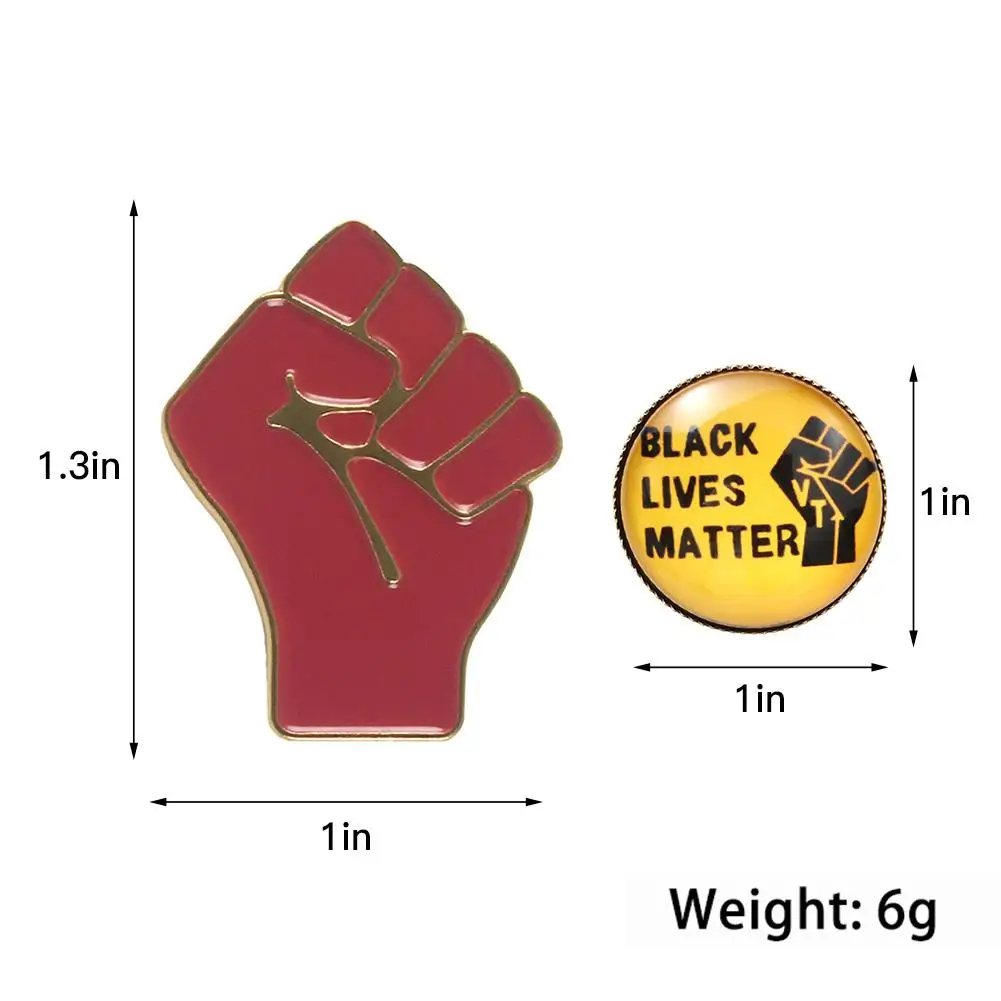 Эмалированная булавка с приподнятым кулаком солидарности красная черная брошь