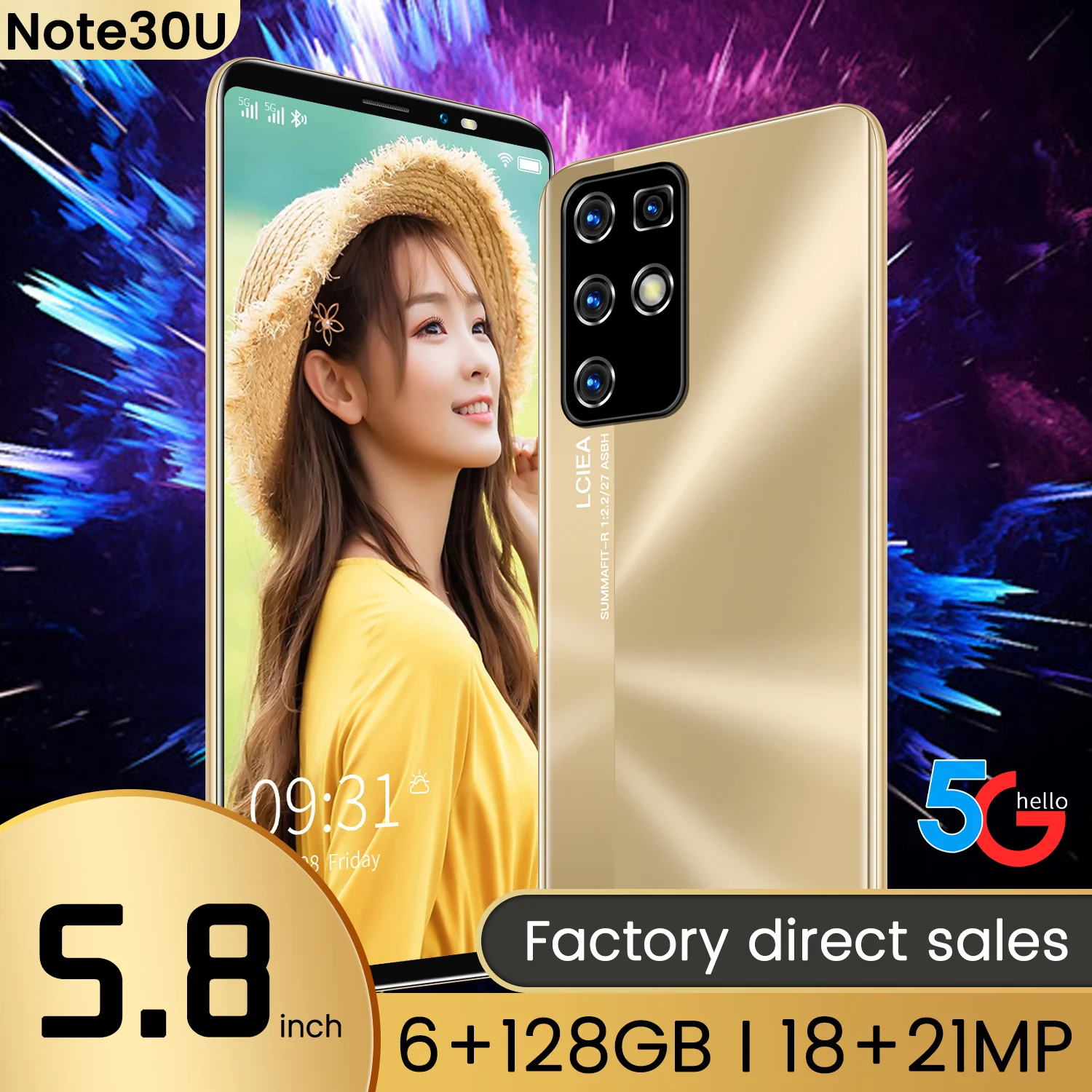 

Global Version Note30U Smartphones 4500mAh 6+128GB 5.8Inch Mobile Phones 18MP +21MP HD Camera Android11 Dual SIM Cellphones