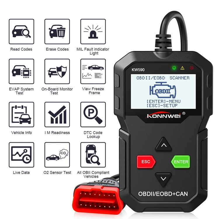 Профессиональный OBD2 сканер kw590Automotive автомобиля Сканнер для диагностики