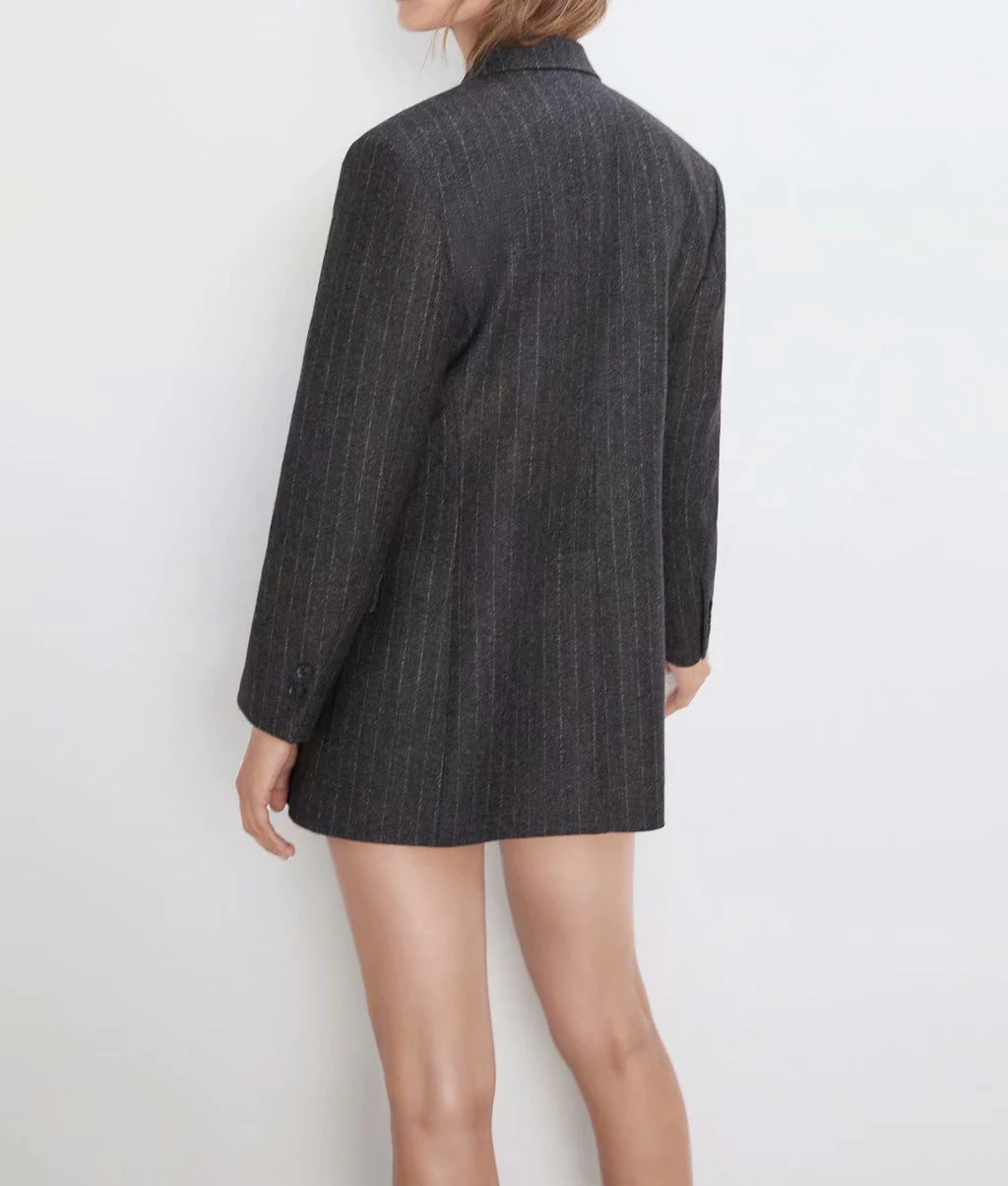 Star firefly versatile elegant office suit female casual slim striped double-breasted blazer women