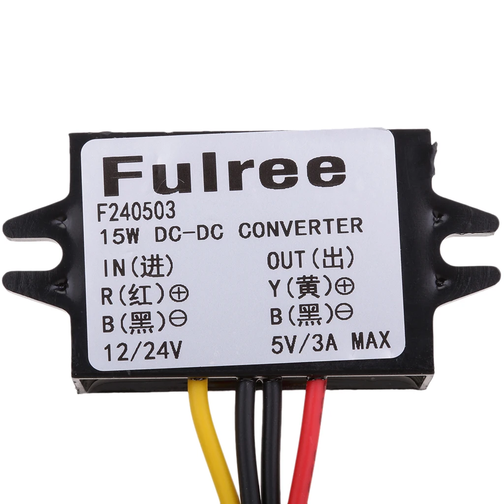 

12V 24V 8-36V to 5V 3A 15W DC Converter Regulator Car LED Power Supply