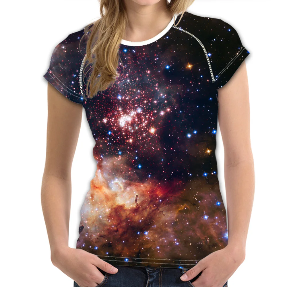 

Nopersonality Fancy Galaxy Star Space T-shirts for Women Multicolor Ladies Summer Short Sleeve Tops Tee Casual Female T Shirts
