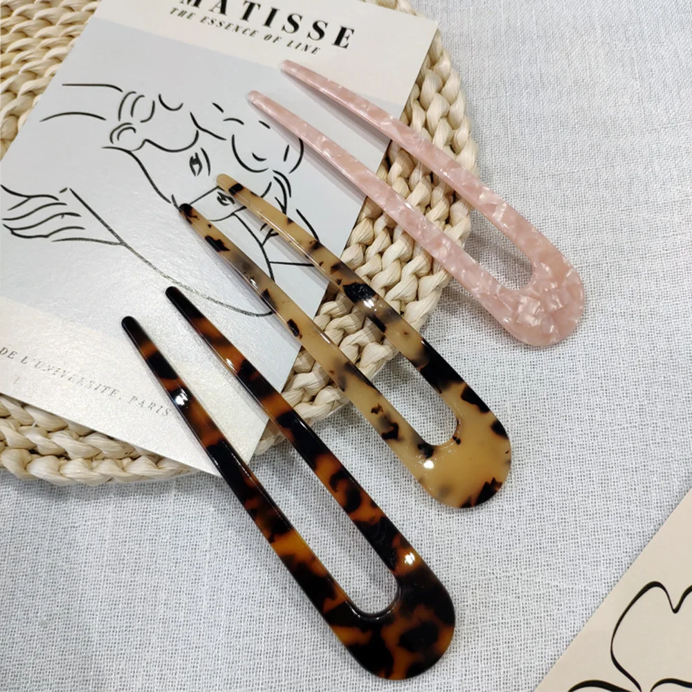 Ацетатная шпилька для волос U образная Женская шариковая головка с мраморным