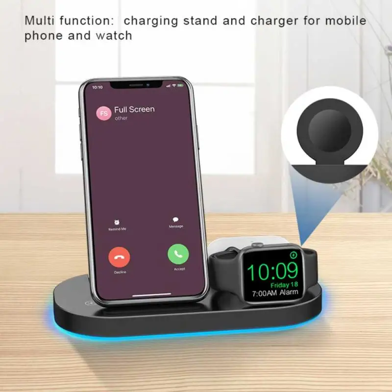 

Wireless Charger Stand 3 In 1 Qi 15W Fast Charging Dock Station For Apple Watch IWatch 6 5 4 AirPods Pro IPhone 12 11 XS XR X 8