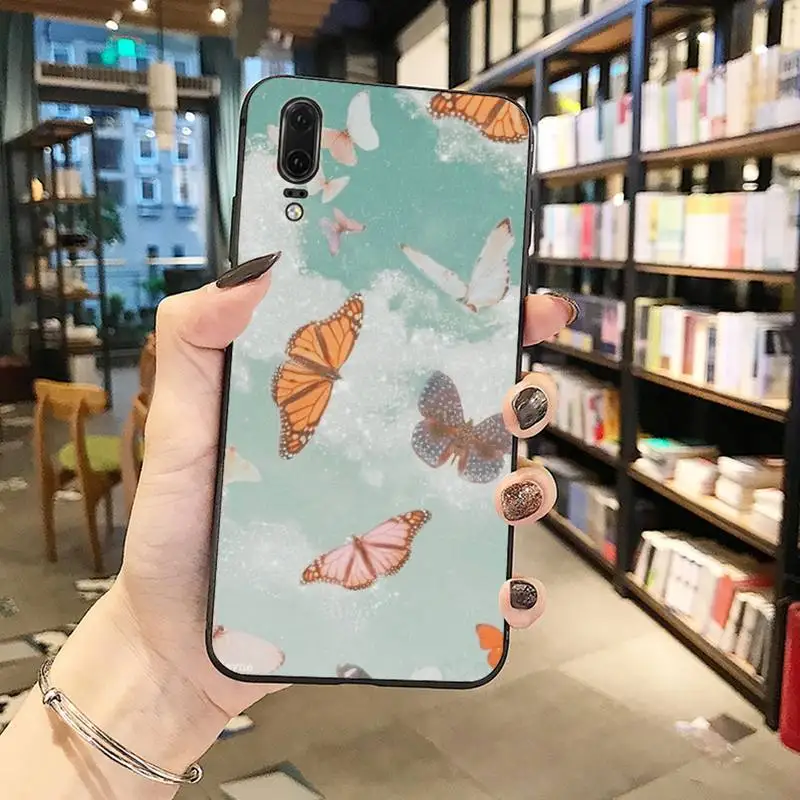 

Fashion Butterfly color animal pink Phone Case For Huawei Y5 Y6 II Y7 Y9 PRIME 2018 2019 NOVA3E P20 PRO P10 Honor 10