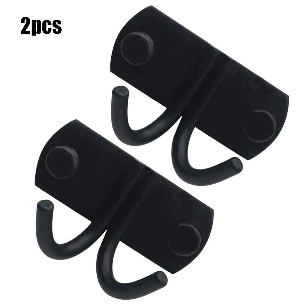 

2pcs Stainless Steel Double Hook Over Cabinet Hook Black Wall Hanger Coat Furniture Hardware For Kitchen Bathroom Drawer Closet