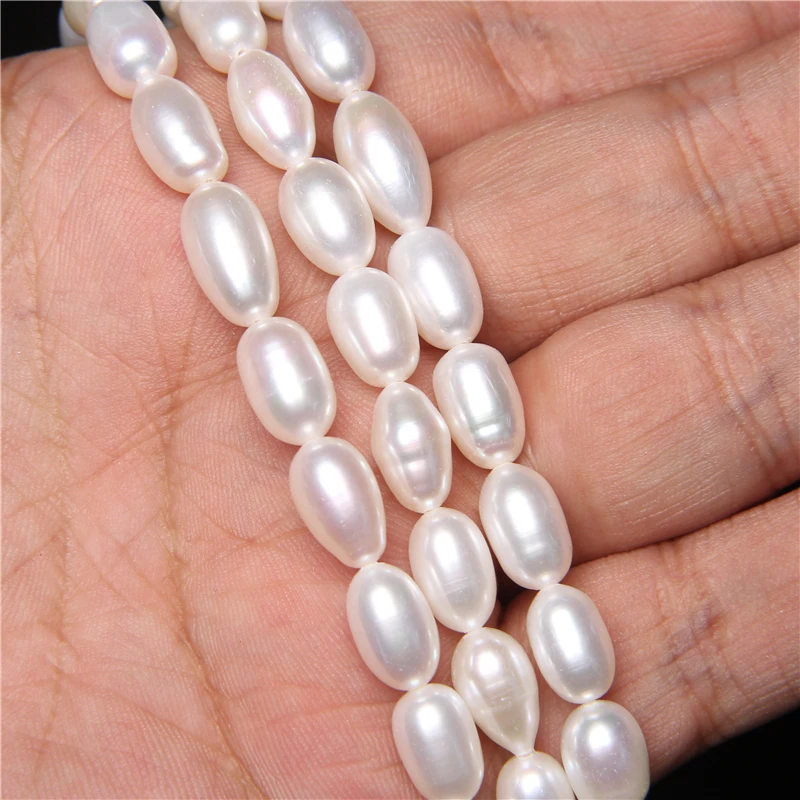 

Natural Freshwater Pearl Beads Rice Shape Natural Pearls for Jewelry Making DIY Elegant Bracelet Necklace 14 Inches Size 7-8mm