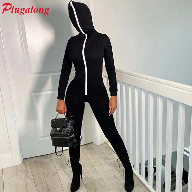 Plugalong Спортивная Толстовка комбинезоны для Для женщин 2020 элегантные узкие одежда