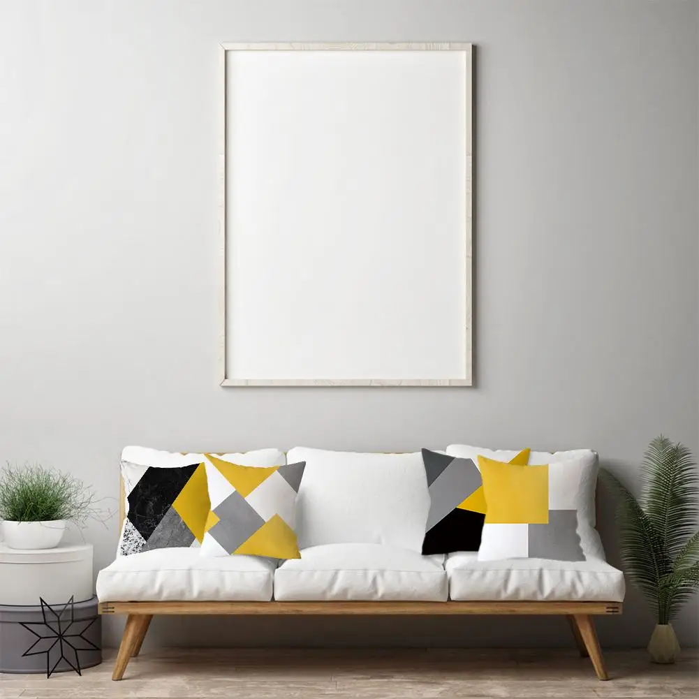 45x45 геометрические желтые серые черные полосатые подушки рождественские