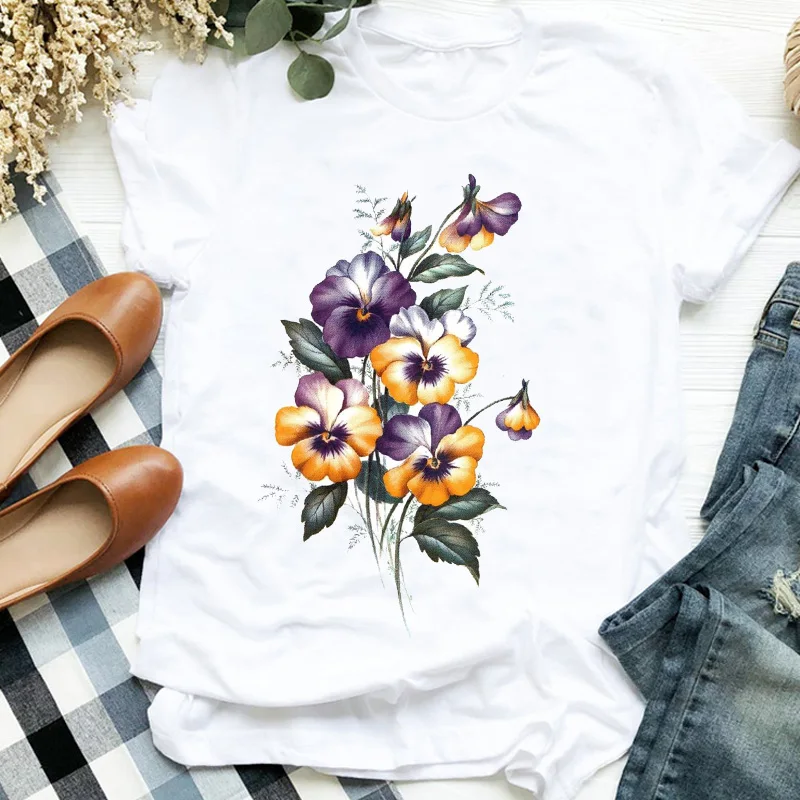 

Women Lady Cartoon Flower Floral Trend 90s Style Fashion Printing T Tee Womens Tshirt Female Shirt Clothes Top Graphic T-shirt