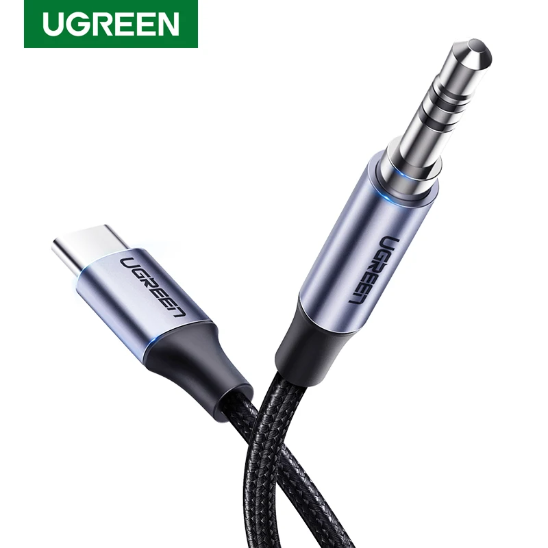 Кабель UGREEN с разъемом USB C нейлоновый Плетеный аудиокабель Aux адаптер на 3 5 мм для