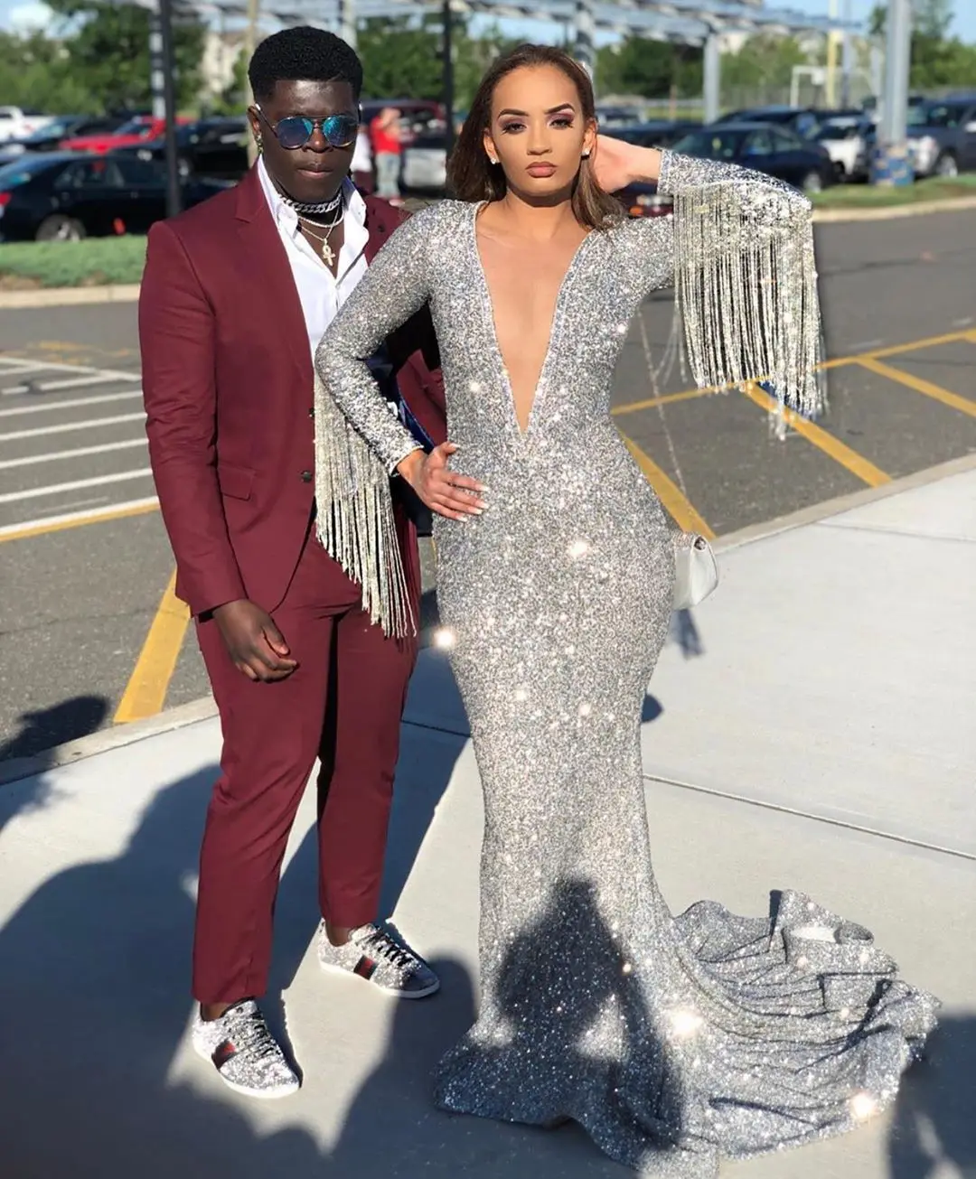 Длинное платье для выпускного вечера с глубоким v образным вырезом новинка 2019