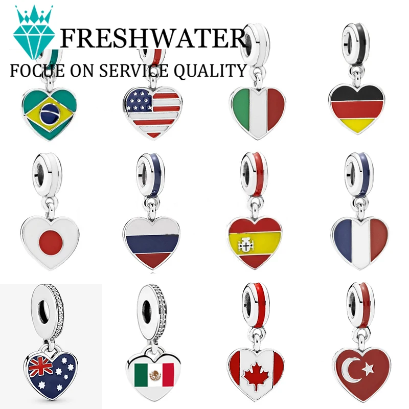 

Original 925 Sterling Silver Jewelry Heart-shaped Flag Pendant Suitable for DIY Bracelet Necklace Jewelry Gift Free Shipping