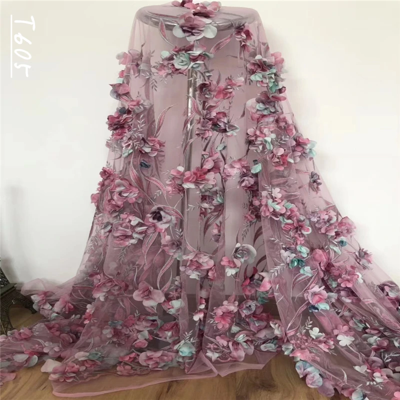 Модная африканская кружевная ткань высокого качества 3D Цветочная вышивка с