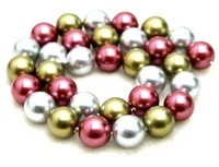 qingmos 12mm round multicolor sea shell pearl loose beads for jewelry making diy necklace bracelet earring strands 15