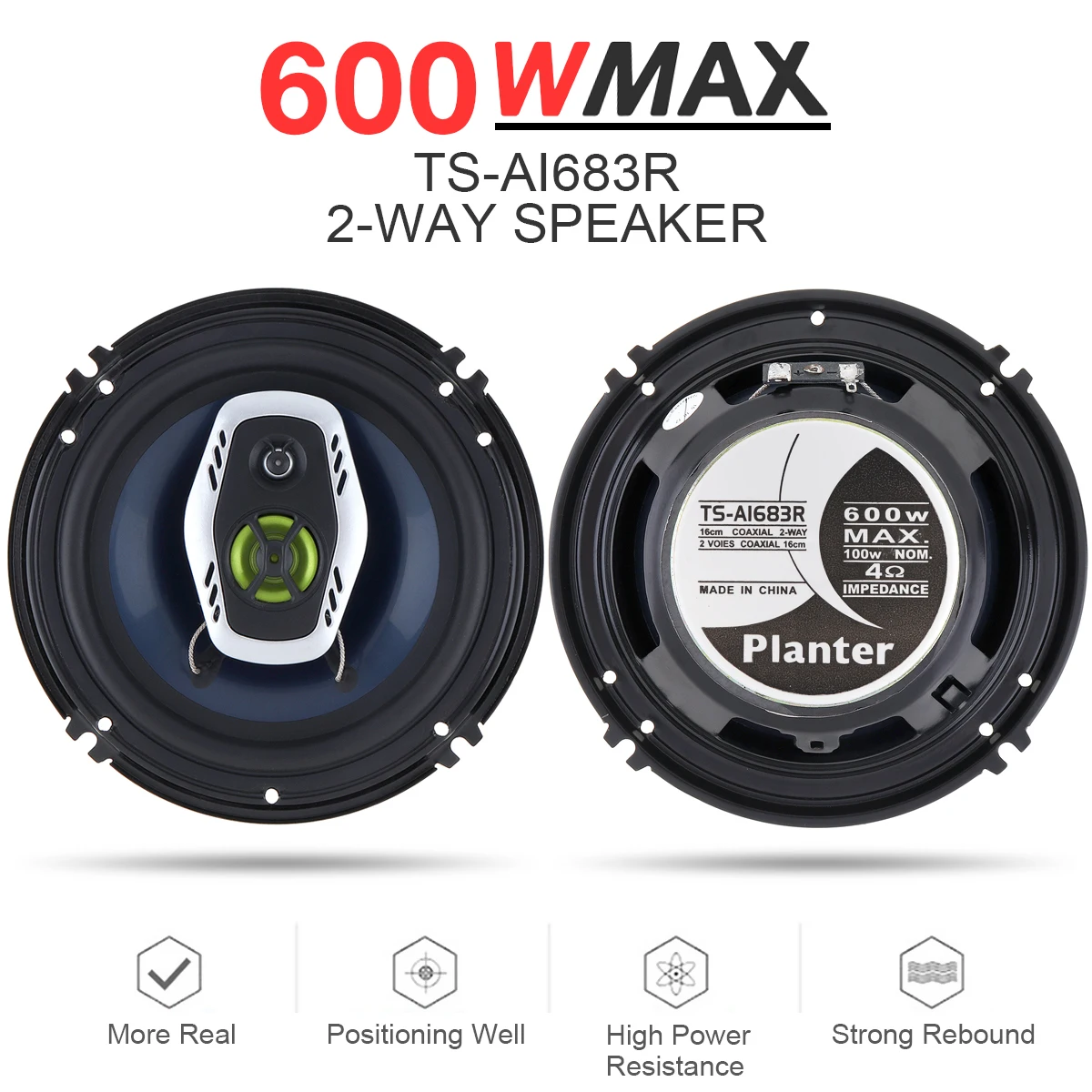 2pcs Hifi Car Coaxial Speaker 6.5 Inch 16cm 600W 2 Way Automotive Speaker Full Range Frequency Auto Music Stereo Audio For Cars