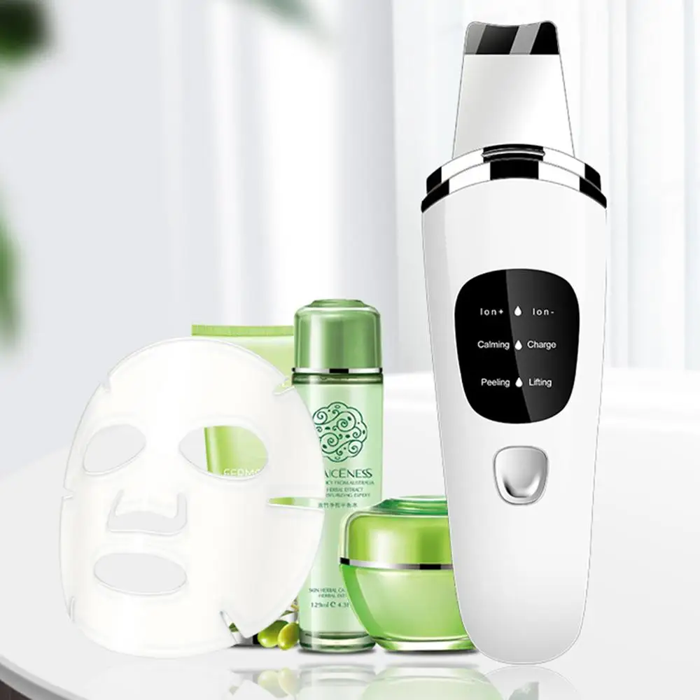 Ультразвуковой скребок для кожи лица ионный акне угрей очиститель пилинг лопаты