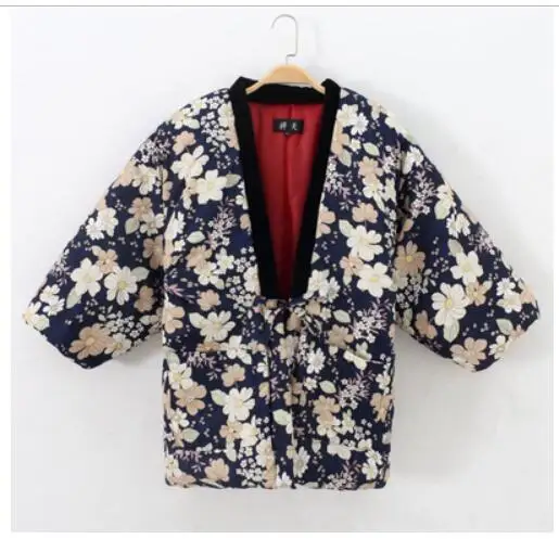 Зимнее женское кимоно Haori, толстая теплая хлопковая стеганая куртка, осенняя Повседневная Домашняя одежда, женское однотонное Свободное пальто H9025 - Цвет: 14