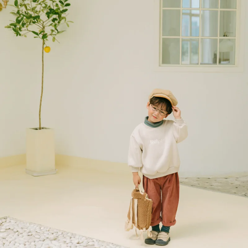 Autumn kids children solid color corduroy casual pants boys girls Grinding thicken trousers 1-6Y | Мать и ребенок