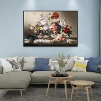 european style murals glass pink rose and grape frameles poster home residential bedroom decoration living room canvas painting