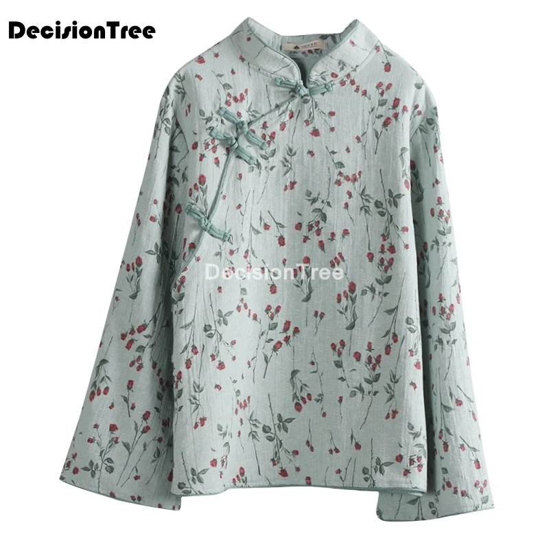 2021 классическая китайская женская хлопковая льняная блузка рубашка с длинным