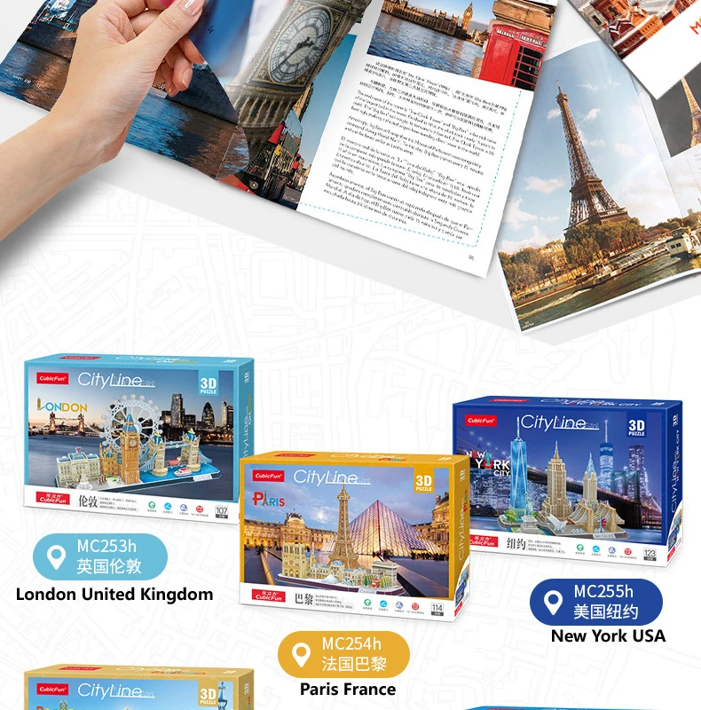 3D игра-головоломка DIY игрушка бумажная Миниатюрная модель город Лондон Париж Нью-Йорк Москву знаменитое здание собрать игры игрушки для детей Подарки