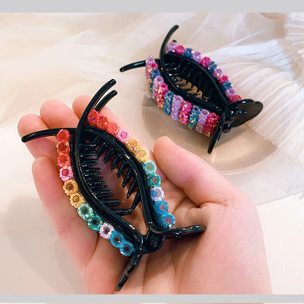 1 шт. радужные заколки для волос Большие Крабы конского хвоста зажимы ярких