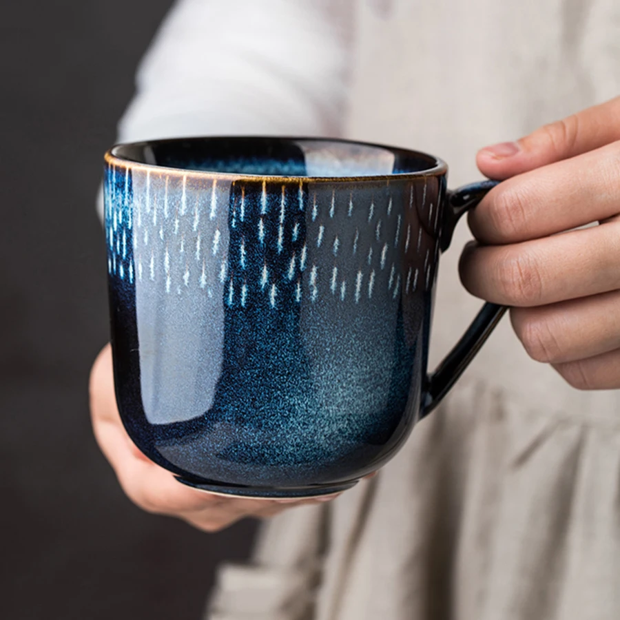 Творческий пива Кофе молоко чашки кружка чашка Caf синий роскошные Винтаж