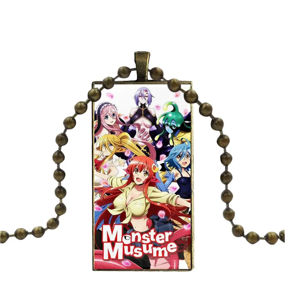 Для детей стеклянный подвесной брелок ожерелье прямоугольное модное Аниме Monster