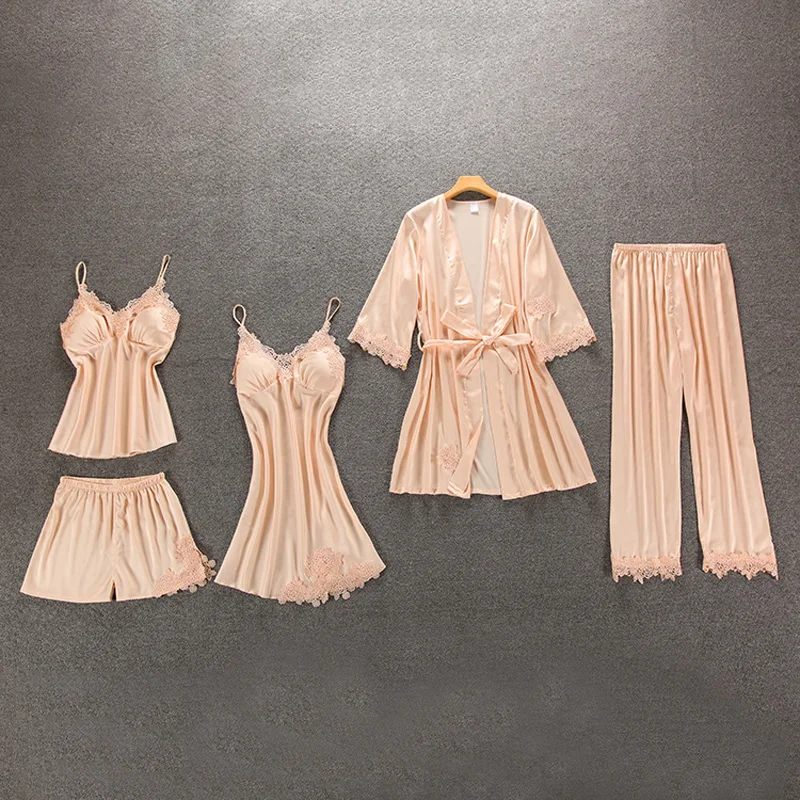 Женские пижамные комплекты Feamale 5 шт./компл. Camisole женские халаты Пижама женская