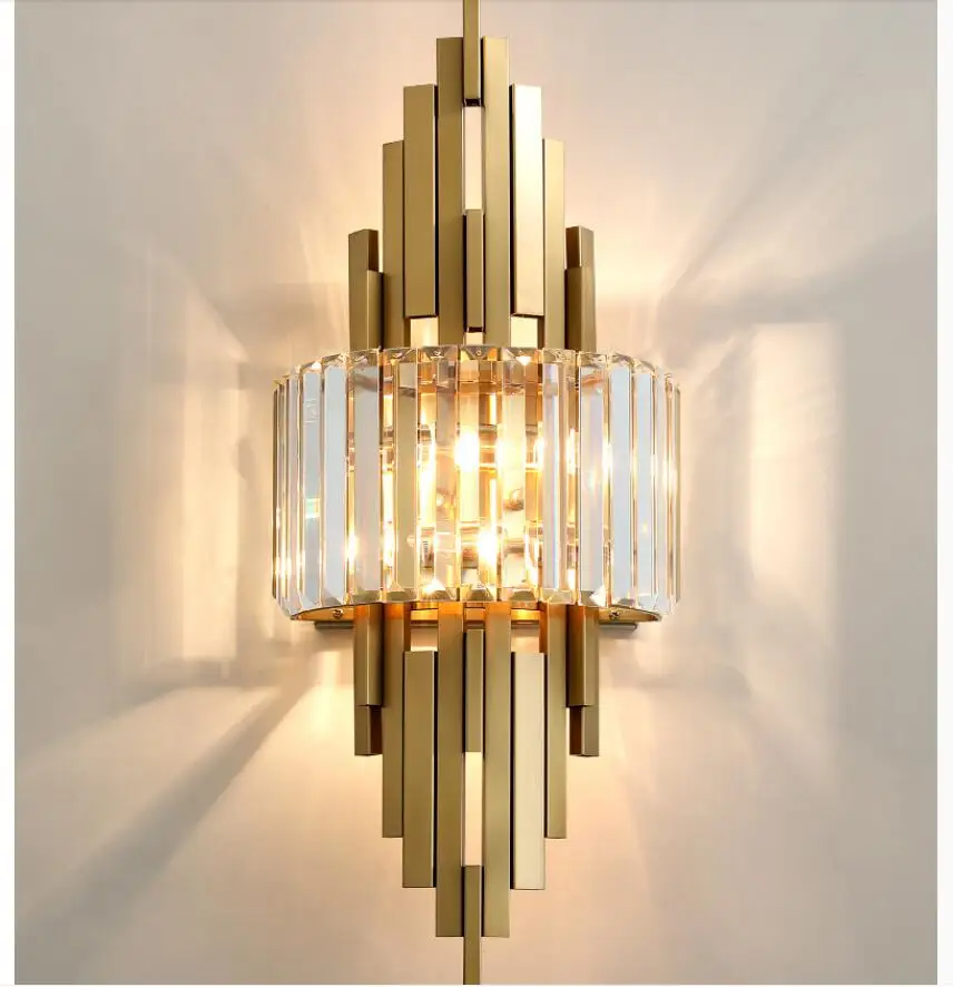 

Nordic Special Foyer Crystal LED Wall Sconce Bronze Color Metal Home Decoration Wall lamp Bedroom Restaurant Wall light Fixtures